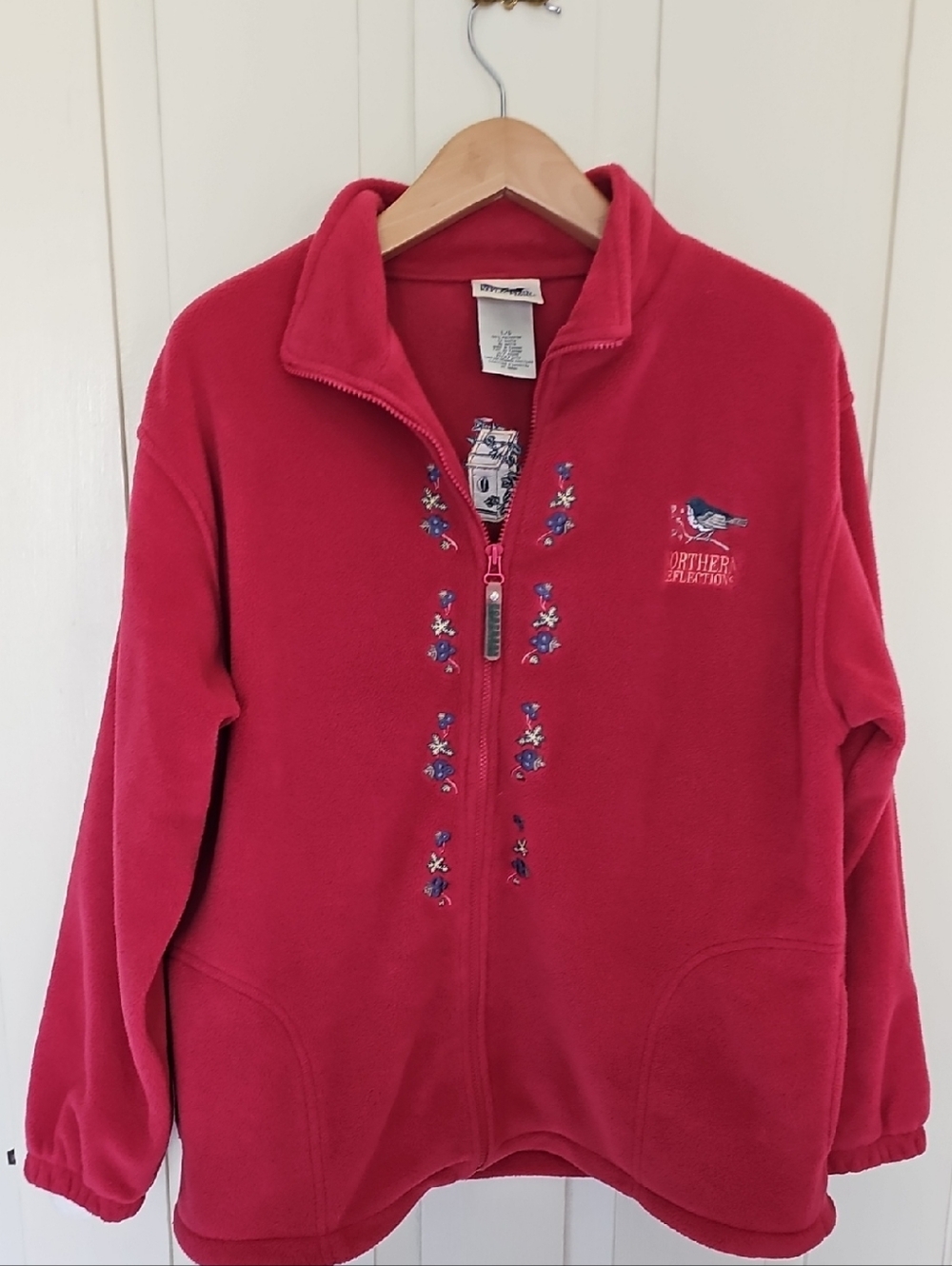 Northern Reflections Hot Pink Embroidered Teddy Fleece Zip Jacket